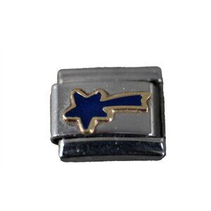 Boxing "Shooting Star" Stainless Steel Blue Enamel Stretch Link Italian Charm